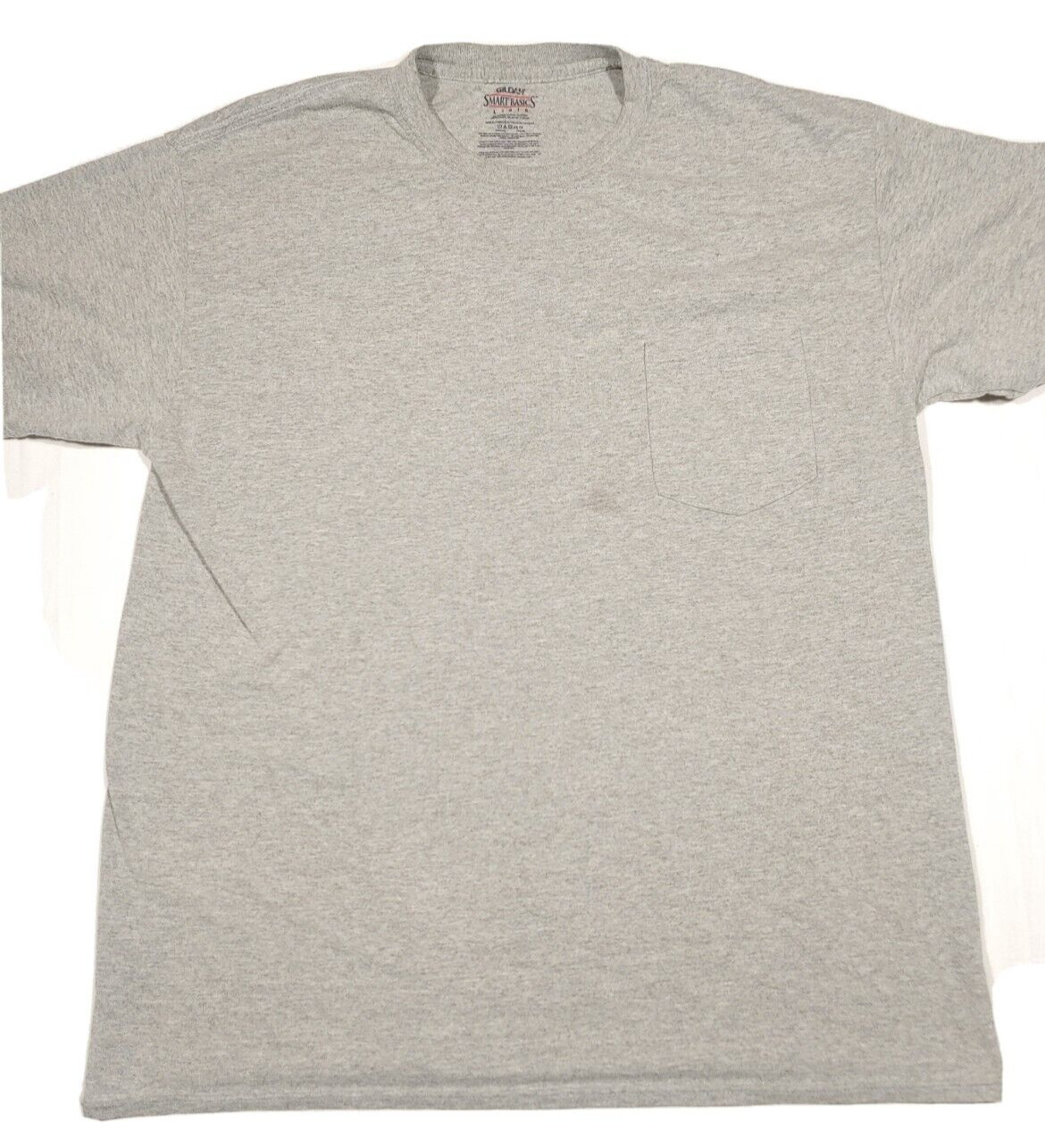 Pocket T Shirt Mens L Hether Gray Short Sleeve Smart Basics Blank Tee
