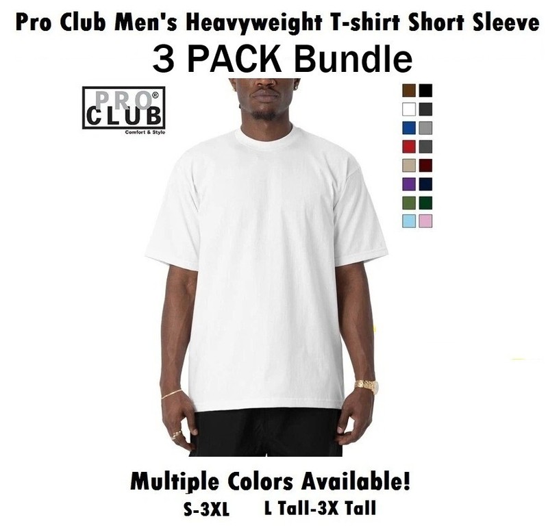 PRO CLUB T SHIRT HEAVYWEIGHT SHORT SLEEVE T-SHIRT 3 PACK  [LR]