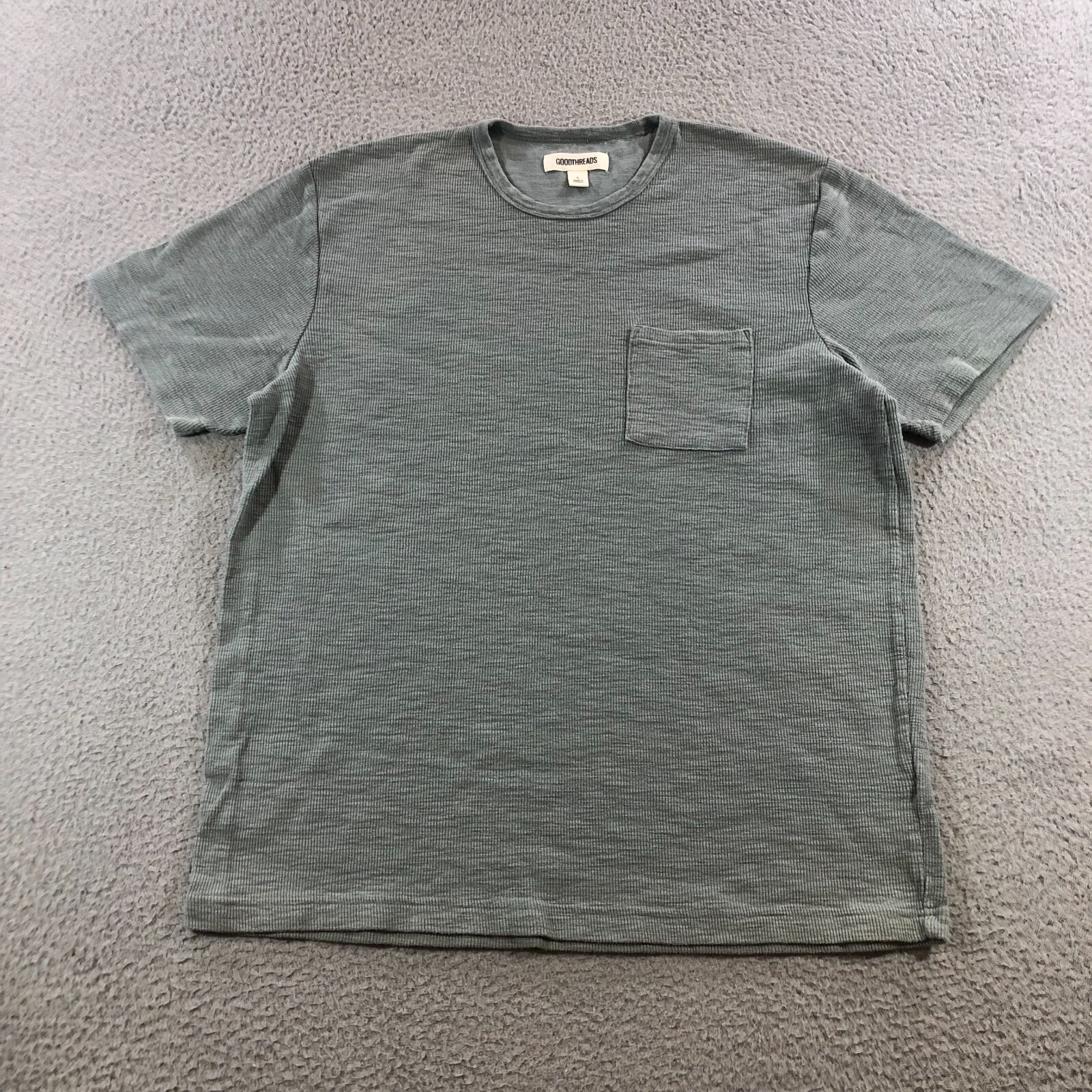 goldthreads T shirt mens L gray slate thick woven pocket tee