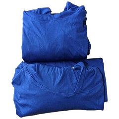 2 Long Sleeve Blue Workout Shirts with Hood Size Medium M/L Loose Solid