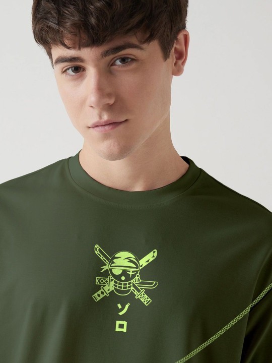 Zoro X King Of Hell Printed Drop-Shoulder Sleeves Oversized Cotton T-shirt gallery