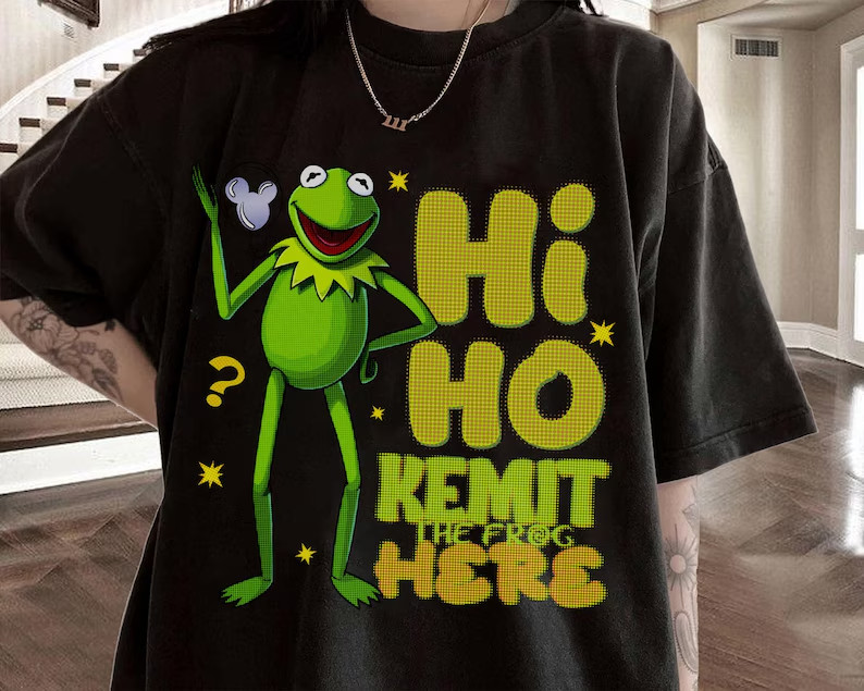 Retro 90s Kermit The Frog Muppets Haftone Shirt, Kermit Muppet shirt