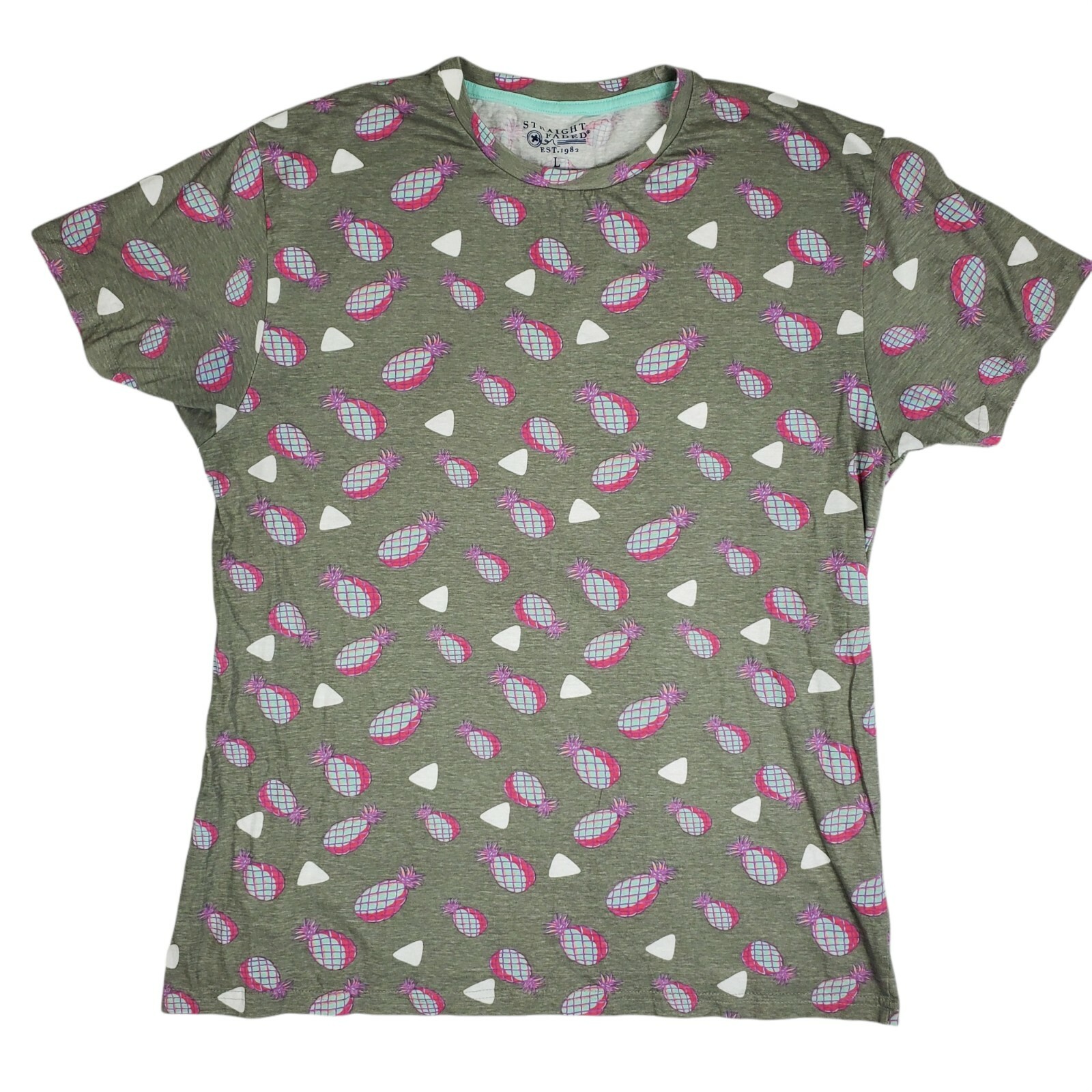 Straight Faded Mens T Shirt Sz L Gray Pineapple Graphic All Over Short Sleeve gallery