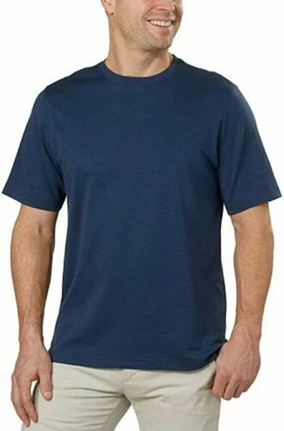 Kirkland Signature Men's L Blue Pima Cotton Crewneck T-Shirt i1868 gallery