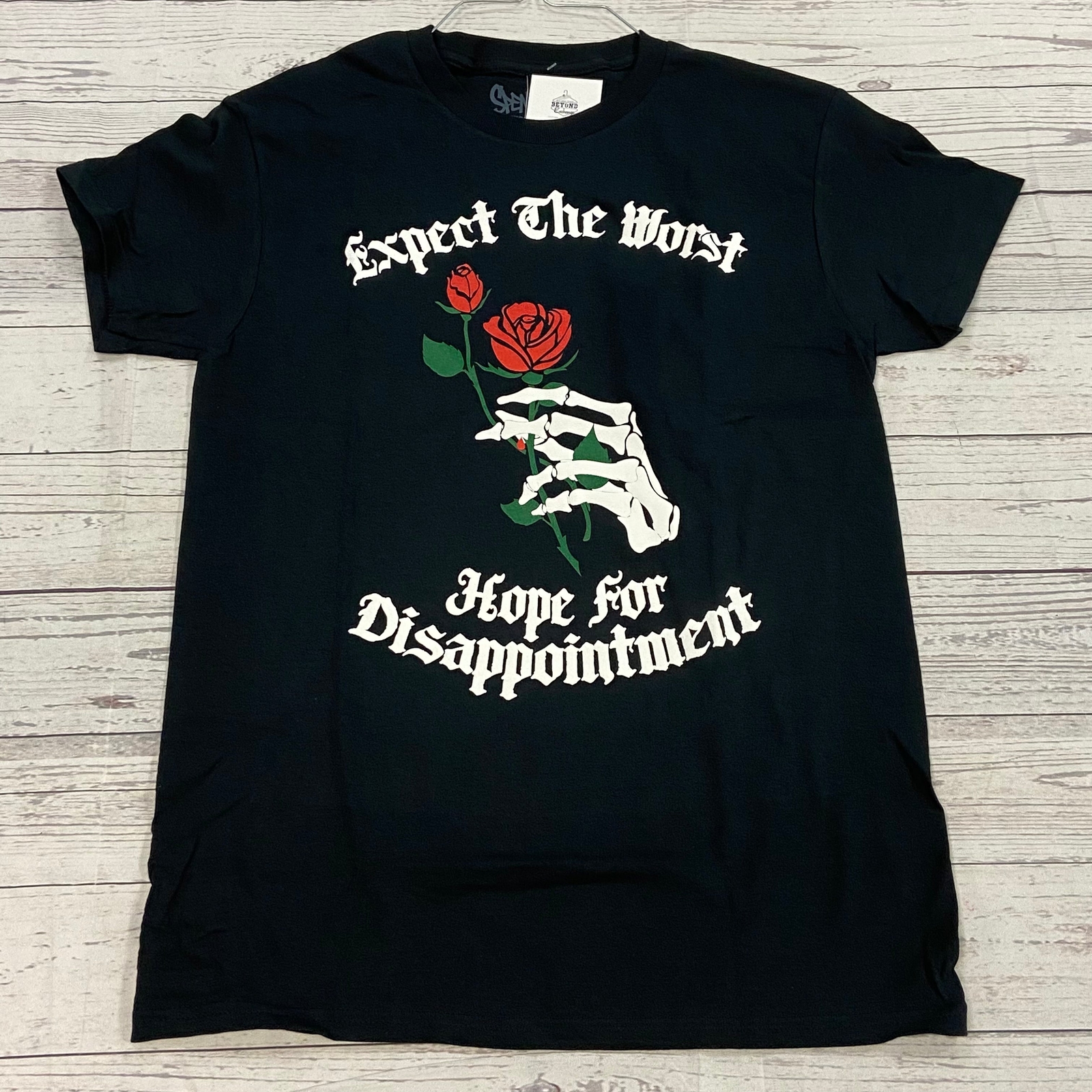 Spencer’s Black Expect The Worst Graphic Short Sleeve T-Shirt Adult Size M NEW gallery