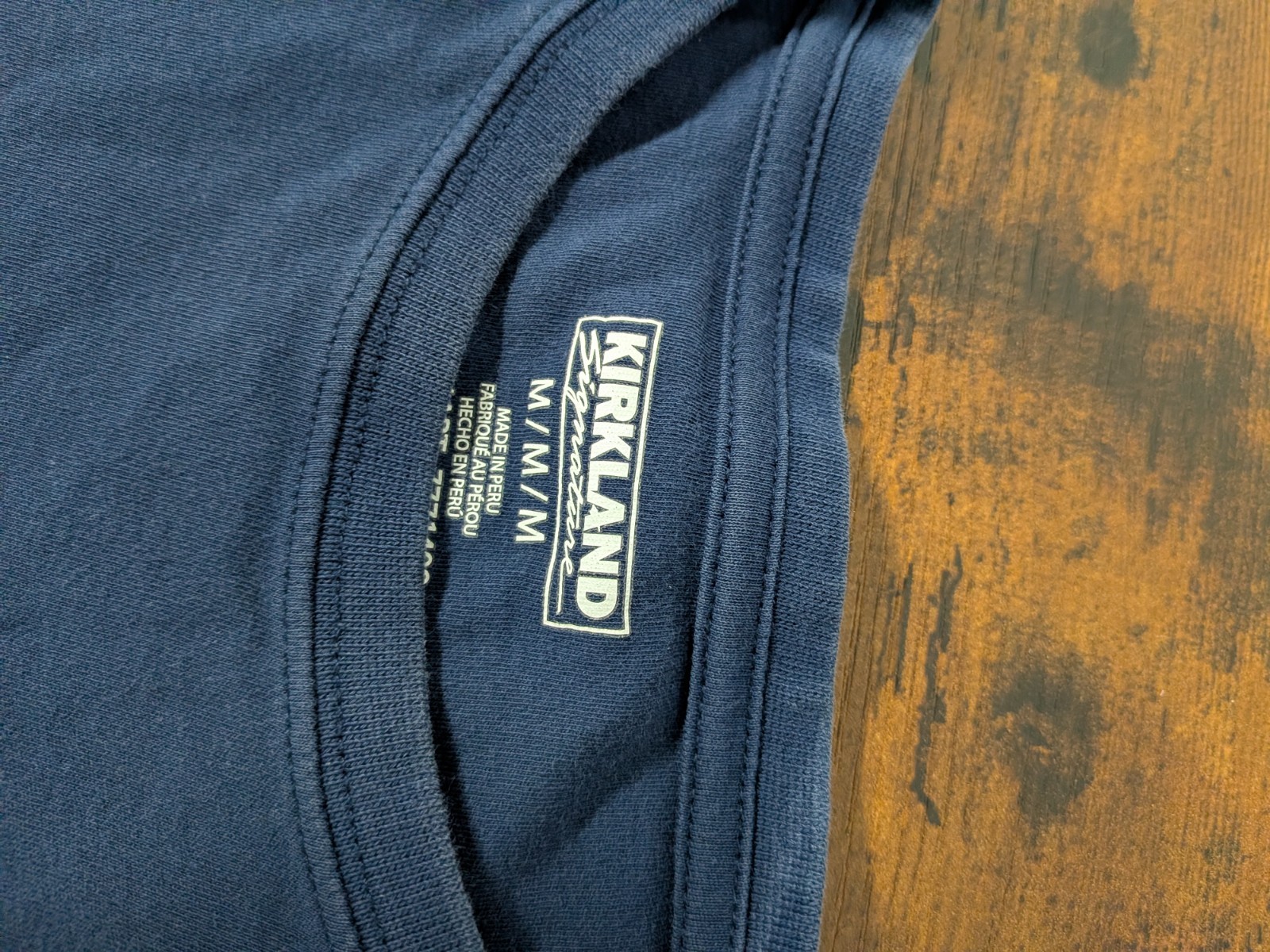Kirkland Signature Pima Cotton Tee T Shirt Blue Medium Peru Made gallery
