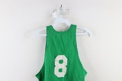 Vintage 50s Mens 44 Distressed Rayon Pol Man Basketball Jersey Kelly Green USA