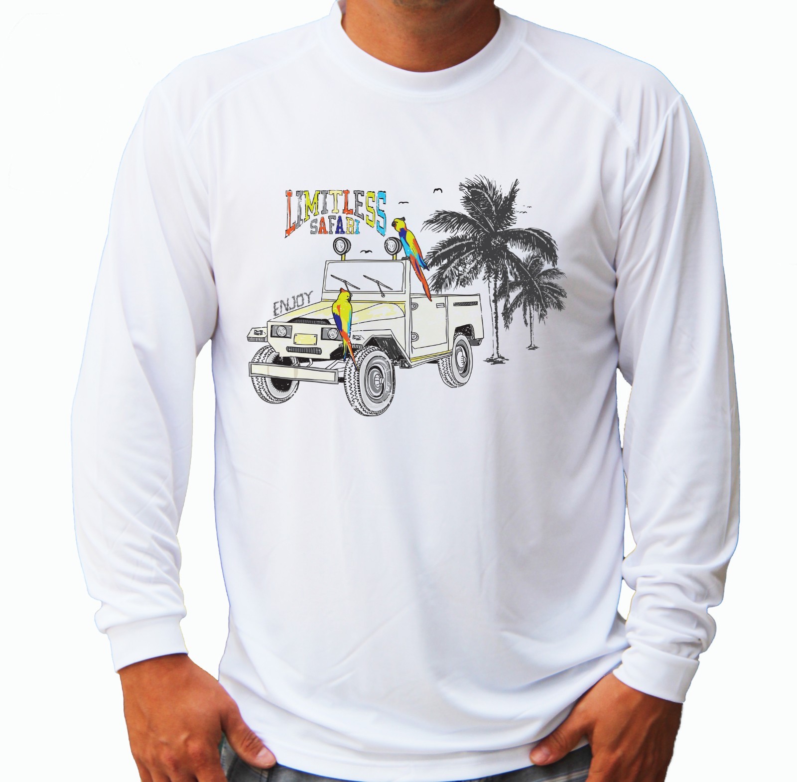 Vacation Beach Long Sleeve UPF 30 T-Shirt Fishing Boat Sport UV Protection Gift