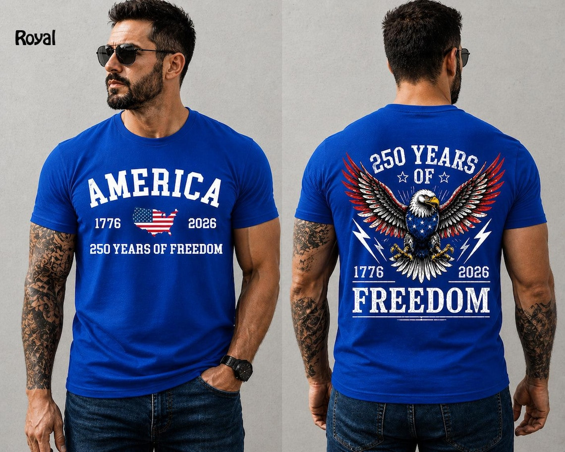 America 250th Anniversary 2 Sides Shirt Bald Eagle Patriotic USA 1776-2026 Tee gallery