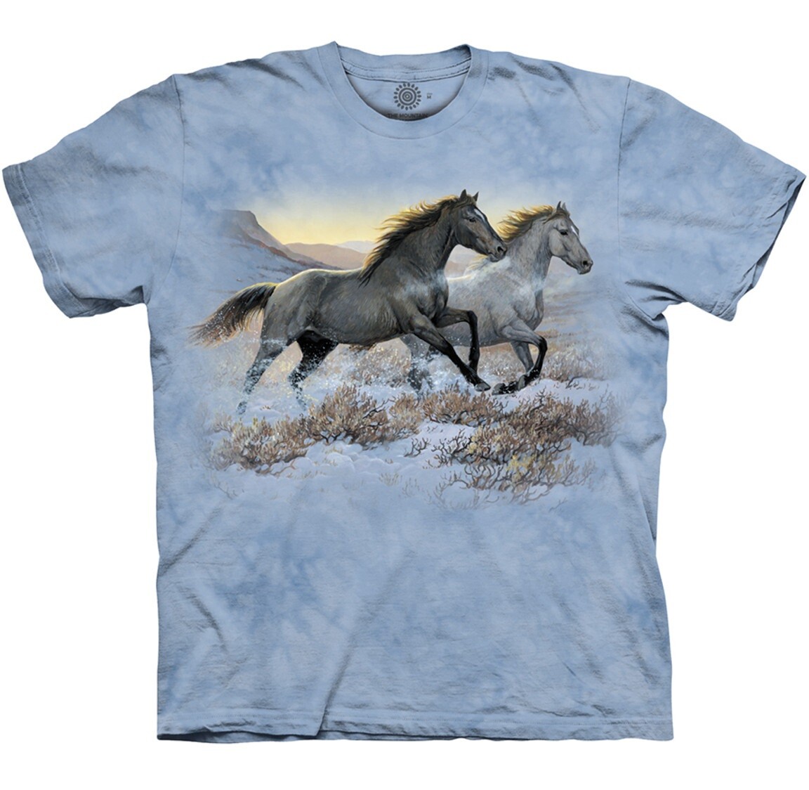 Horse Running Free Horses Equine Western Spirited The Mountain Blue Shirt S-3X gallery