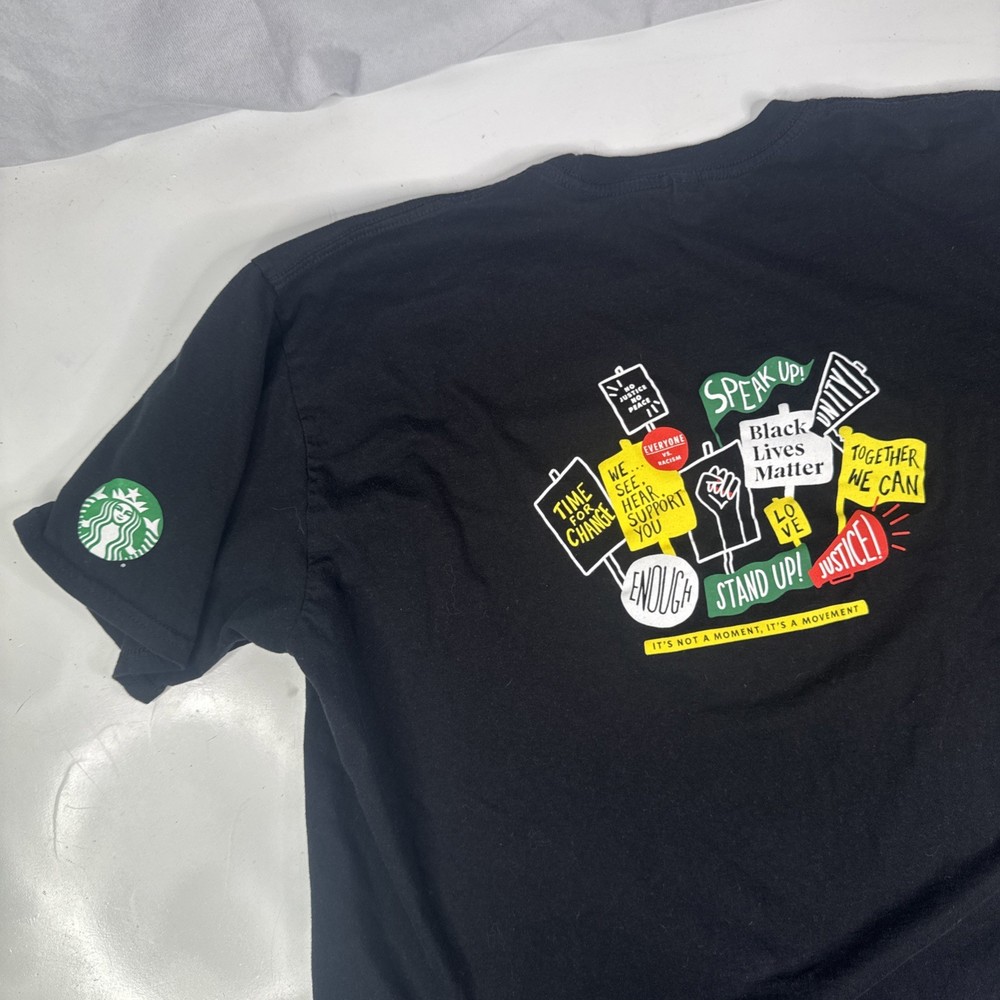 Starbucks Coffee Stand Together Black Lives Matter Etc Employee TShirt Mens 2XL