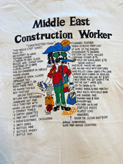 Middle East Construction Worker Shirt XL Single Stitch JK Standard Free Size