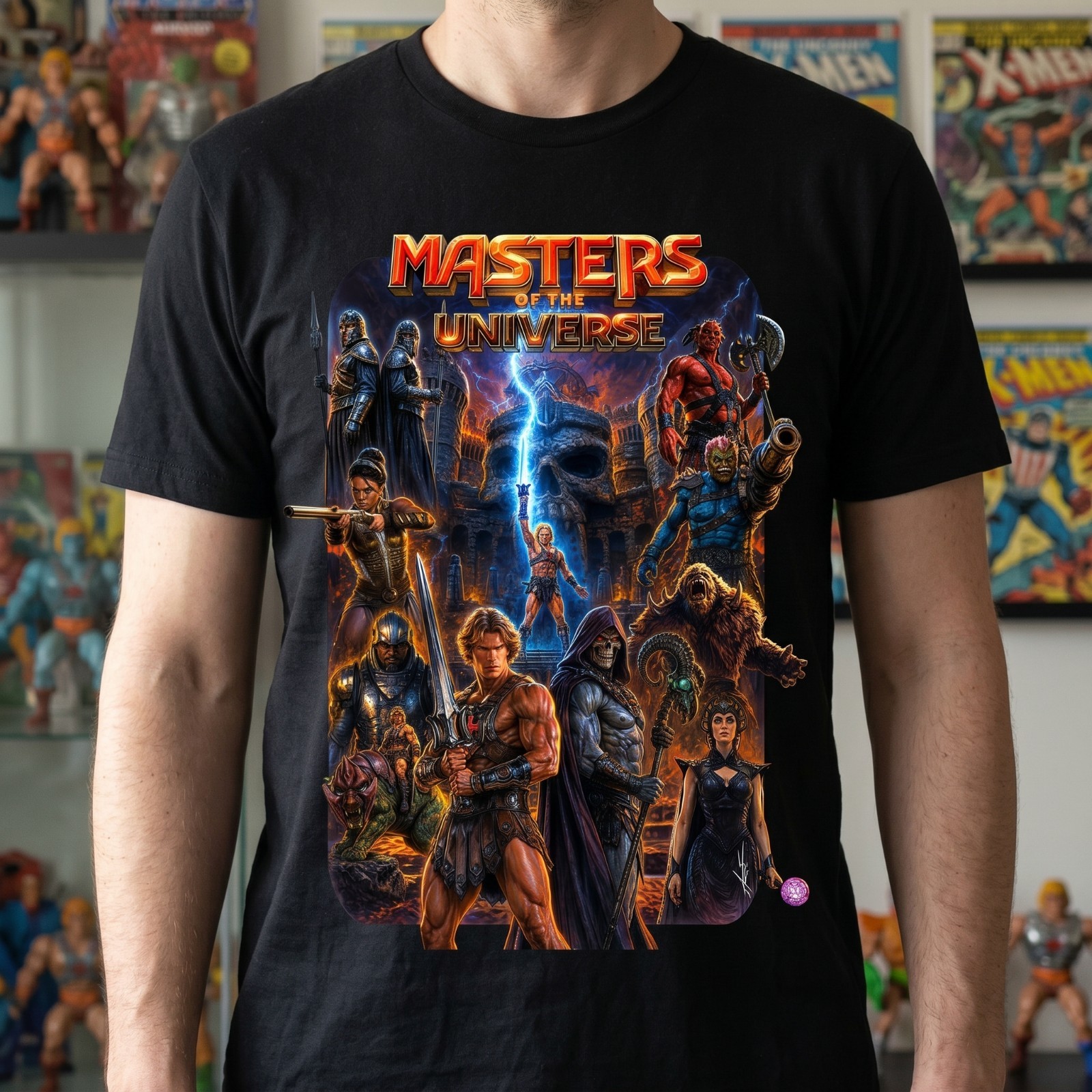 Masters Of The Universe T-Shirt He-Man and Skeletor Castle Grayskull Graphic Tee gallery