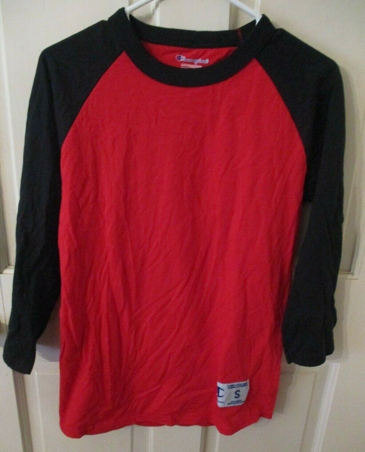 906B4 Champion T137 Authentic Athletic Aparel Baseball Tee Small SM Red & Black gallery