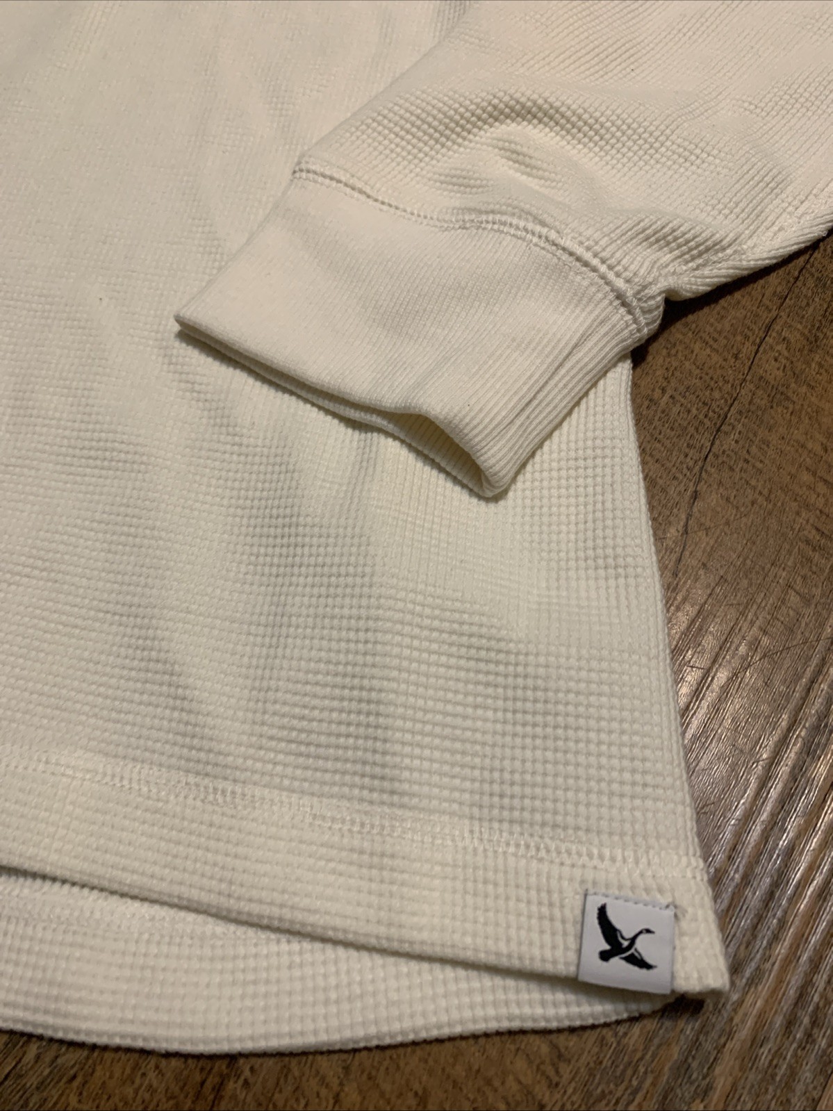 NEW Eddie Bauer Mens XL Waffle Knit Ivory Thermal Long Sleeve Crewneck Shirt gallery