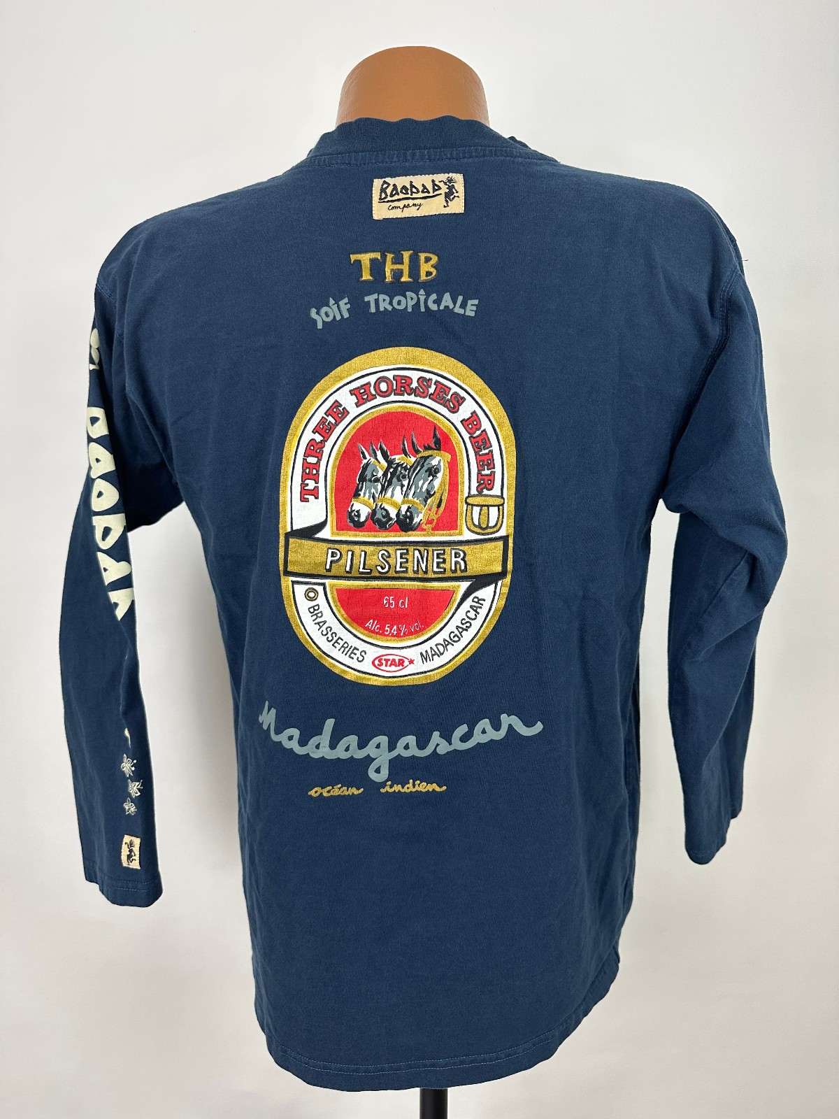 Beer Shirt Medium M Africa Madagascar Three Horses Pilsner Souvenir Navy Baobab gallery