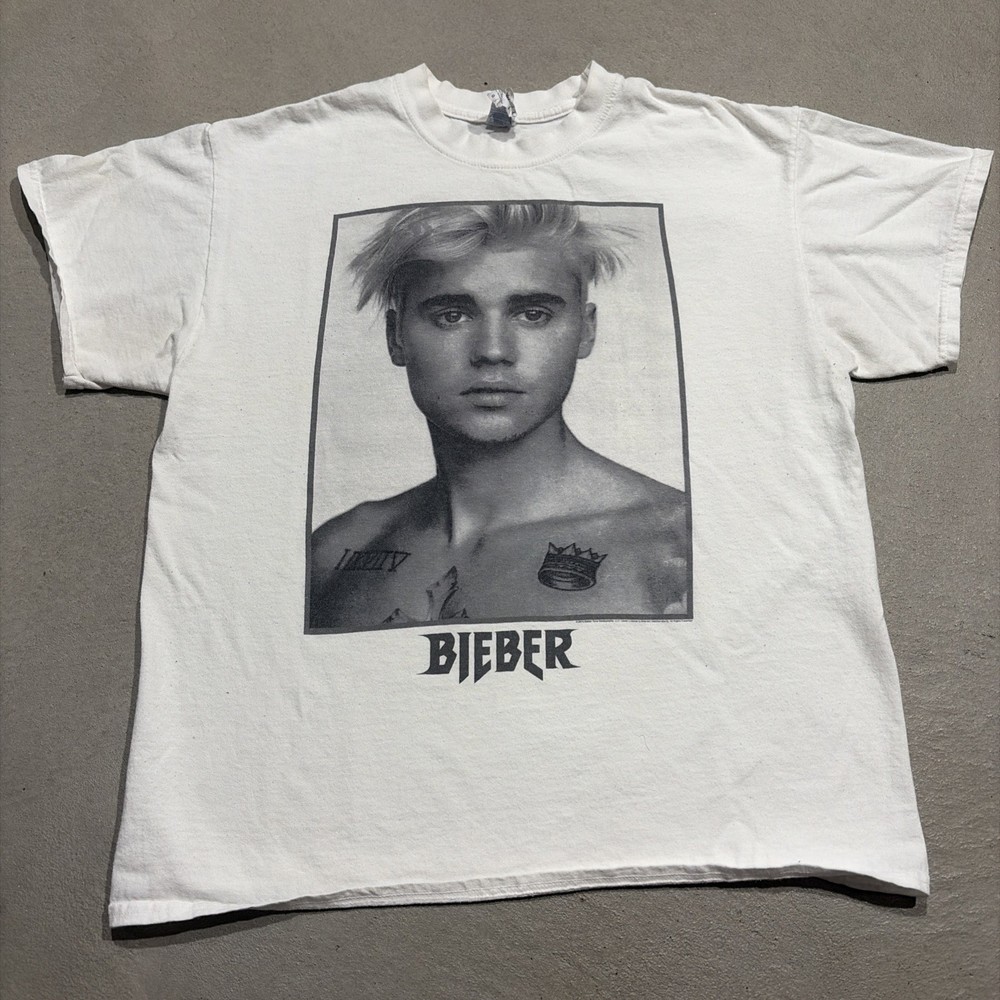 Justin Bieber Sorry Purpose 2016 Tour T-Shirt Band Concert Tee White Sz Large