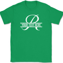 Letter R Monogram Your Text Here Custom T-Shirt Personalized Family Gift Tee