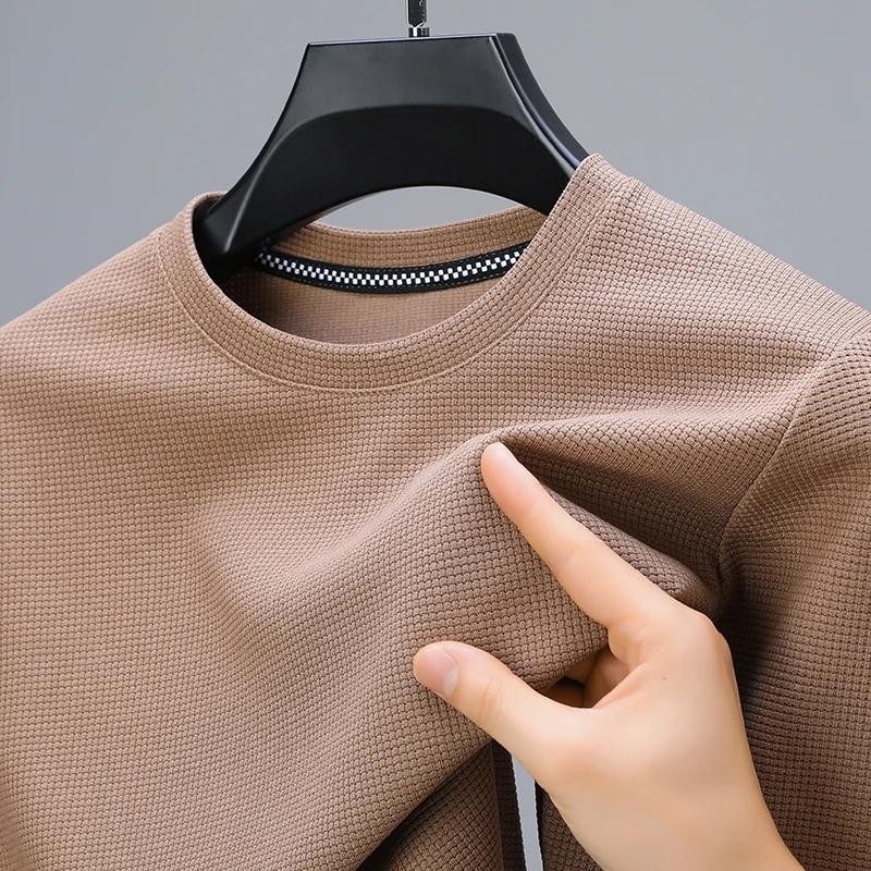 Summer High-End New Mulberry Silk Round Neck T-shirt Men's Thin Pure Color Silk gallery