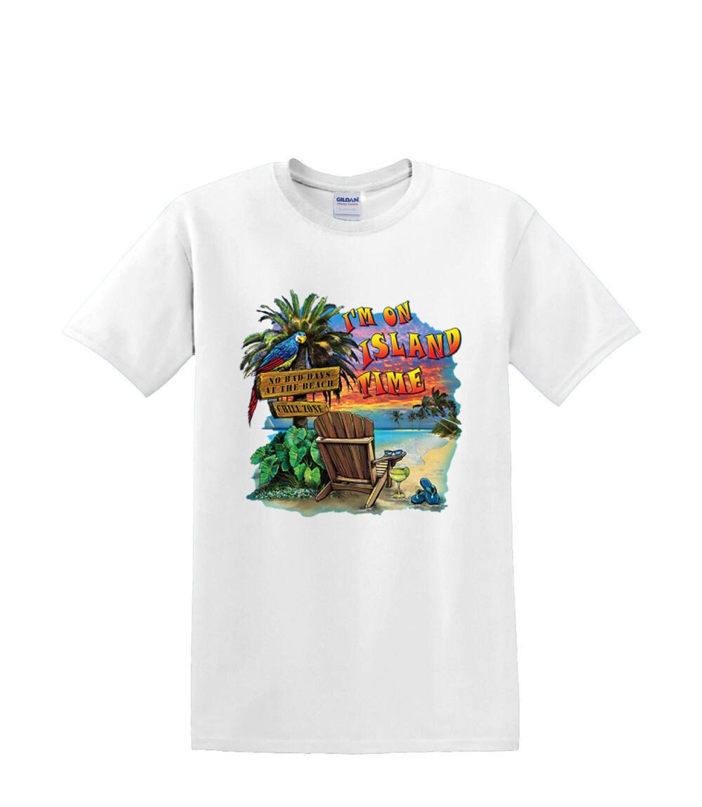T-Shirt S to 2XL 3XL - ISLAND TIME relax resort neon fun adult gallery