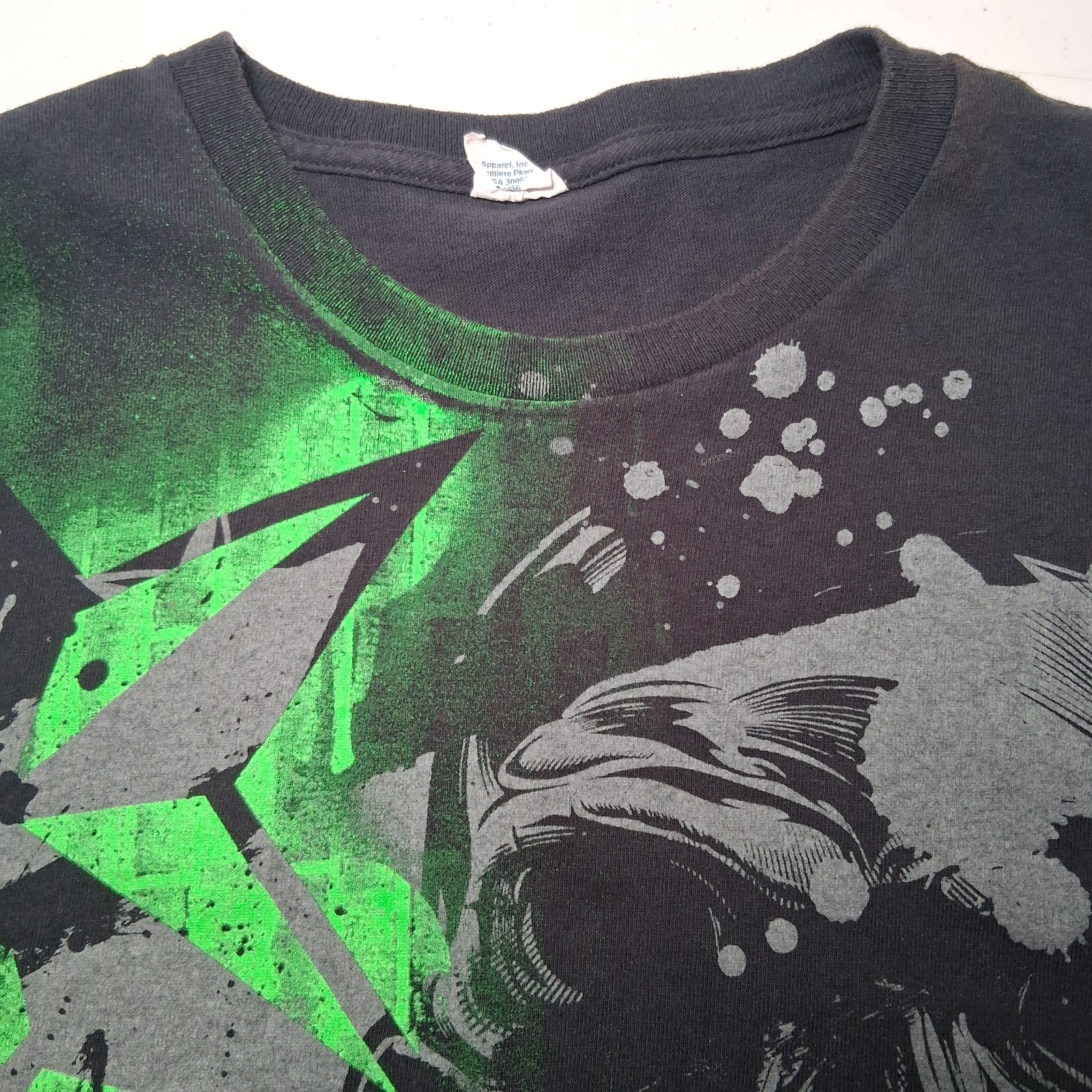 Vintage Y2K Dripping Skull T Shirt Black Neon Green Star Retro Skate Grunge Emo gallery