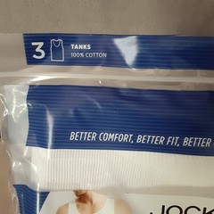 Jockey White Ribbed Undershirts Size Small Cotton 3 in Pack Tank Wife Beater