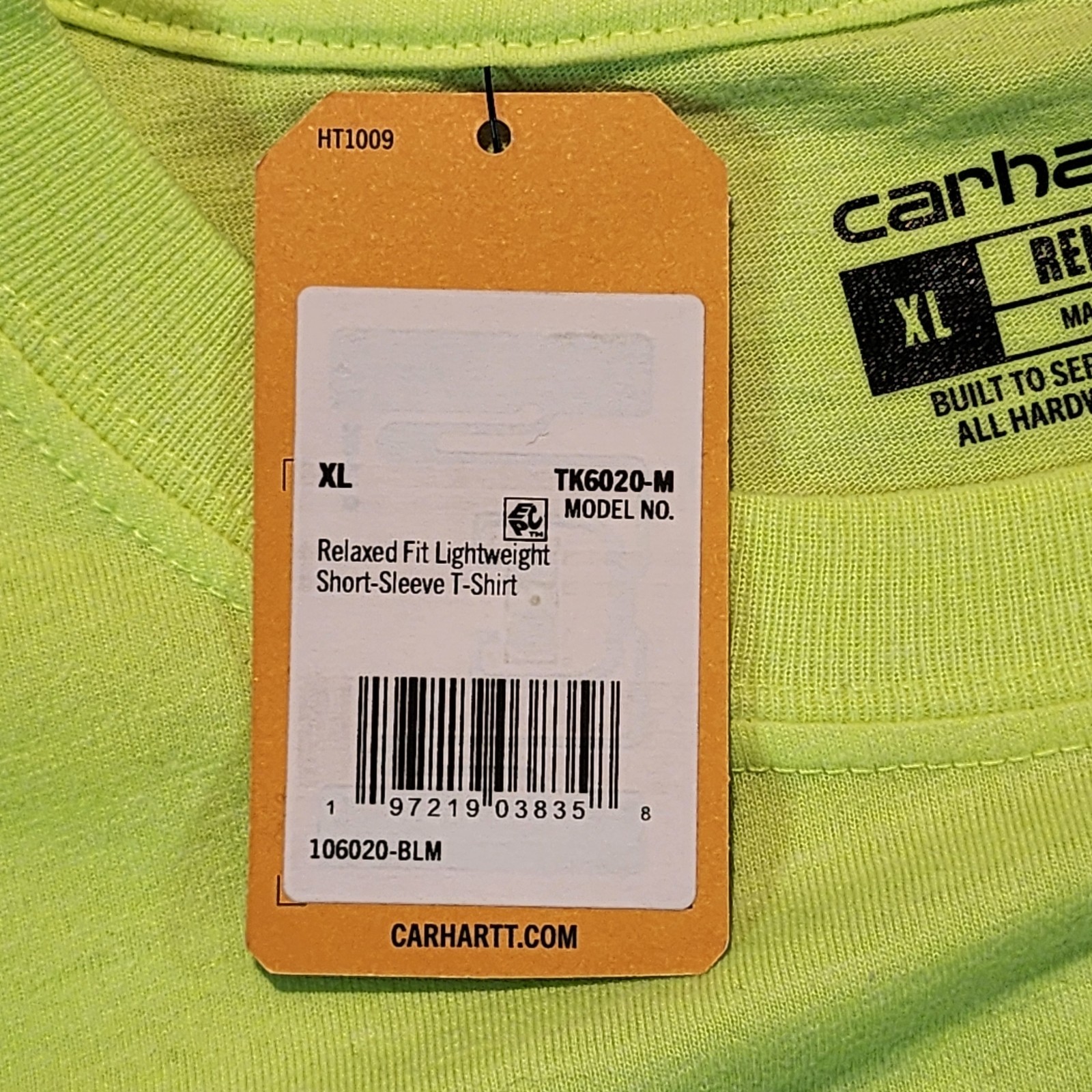 Carhartt Hi Vis Safety T Shirt XL Lime Yellow ASC Sabertooth Logo NWT gallery