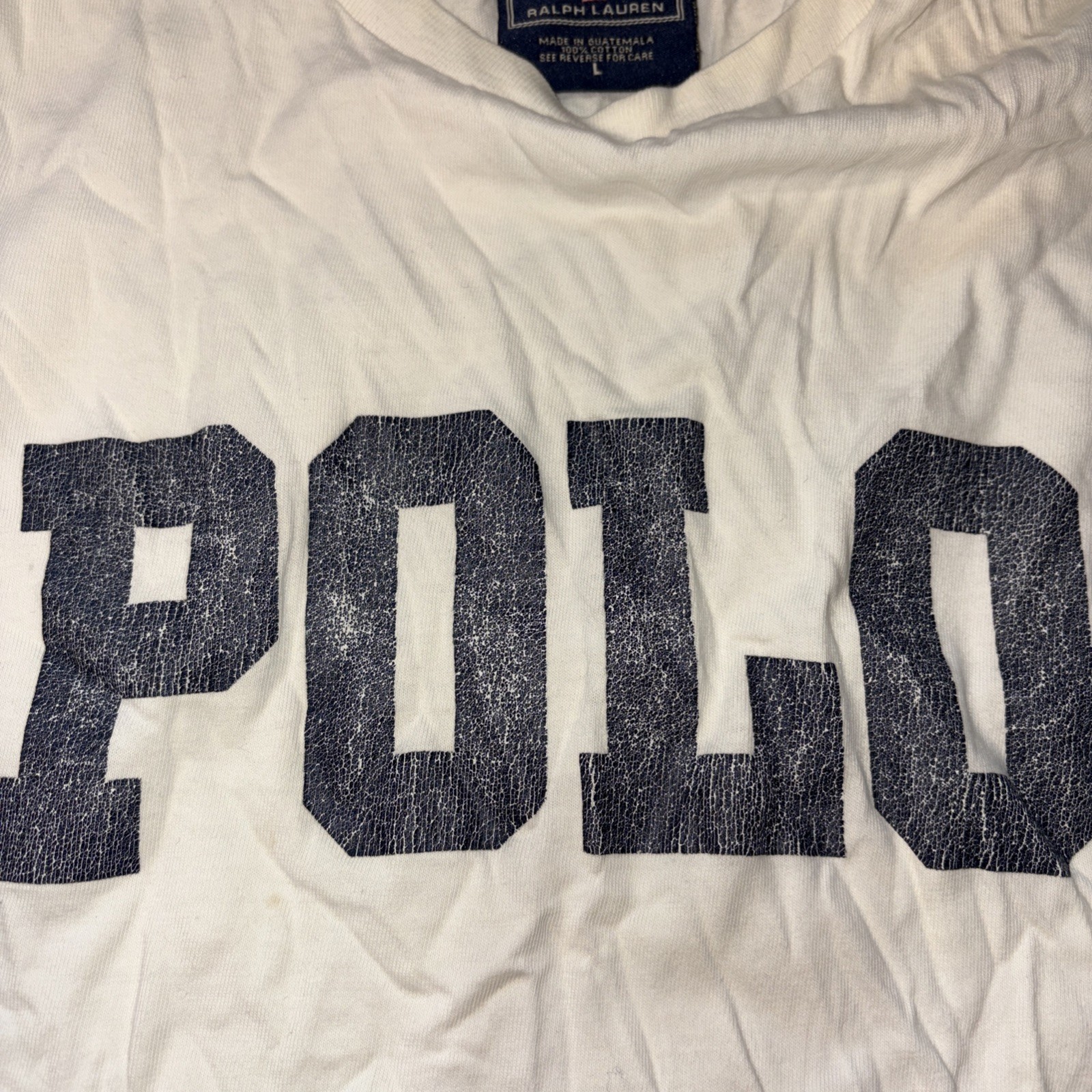 VTG Polo Sport Ralph Lauren Men’s White T-Shirt Spellout Logo 90’s Sz Large gallery