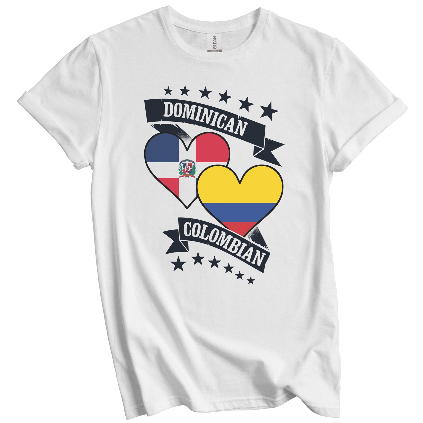 Dominican Colombian Heart Flags Dominican Republic Colombia T-Shirt gallery