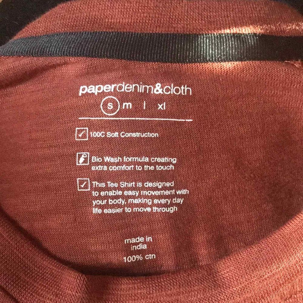 Paper Denim & Cloth Shirt Mens Small Amber Orange The Core Long Sleeve Tee gallery