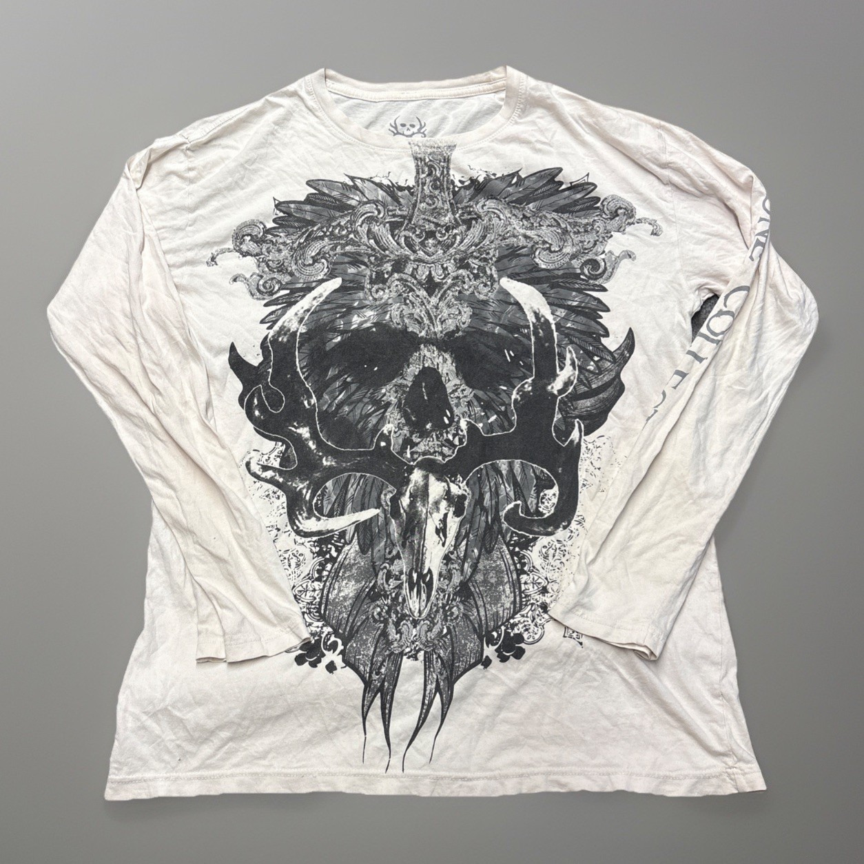 Bone Collector Long Sleeve Shirt Large Skull Bones Grunge Hunting Outdoor