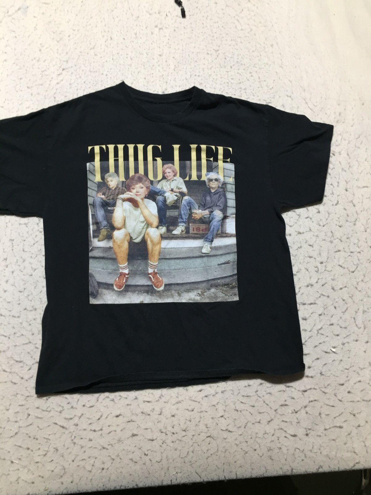 Golden Girls T Shirt Mens XL Black Short Sleeve Thug Life Spell Out Graphic