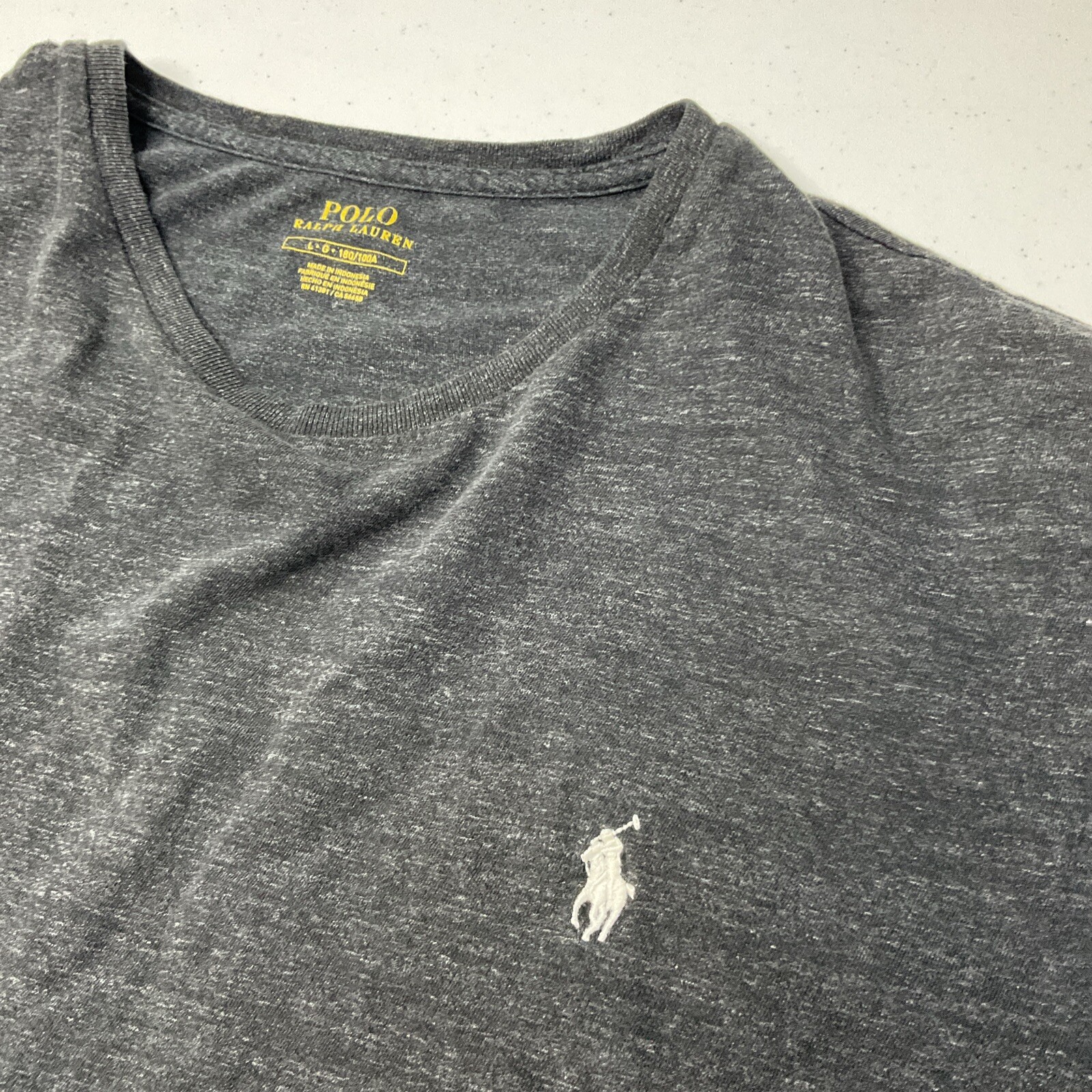 Polo Ralph Lauren Shirt Men Sz L Crewneck Short Sleeve Tee Charcoal Gray Pony gallery