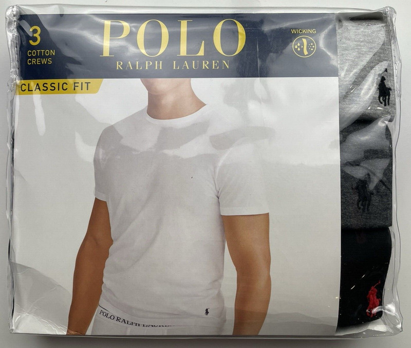 Polo Ralph Lauren Classic Fit Multicolor Cotton Crew 3 Pack T-Shirts Size Large