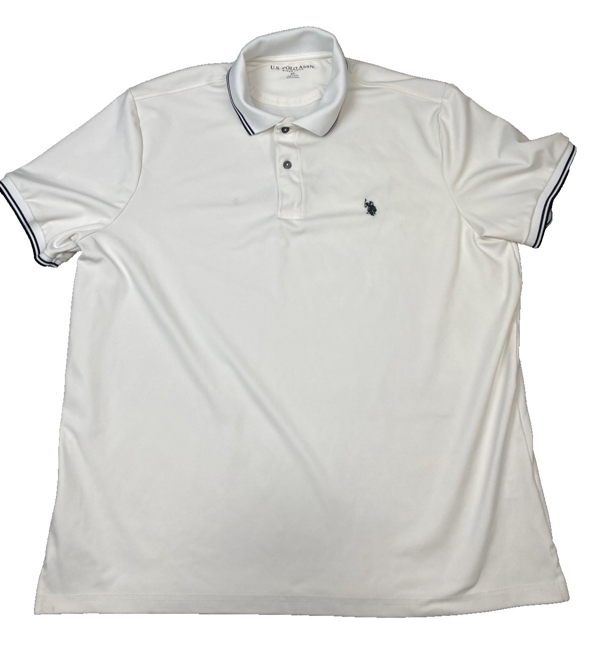 U.S. Polo Assn. Men’s XL White Stretch Tee 95/5 Poly Spandex – Stain Noted gallery