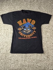 Vintage Harley Davidson Hawg University T-shirt M USA 80s 3D Emblem Hawaii Rare