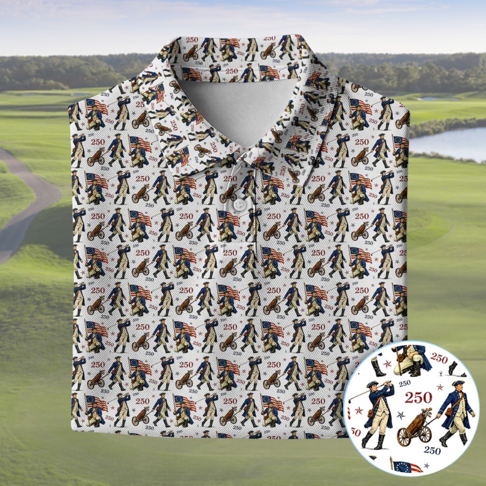 USA 250th Anniversary Golf Shirt, 4th of July American Revolution Polo (S-5XL) gallery