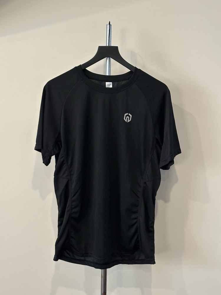 Neleus Solid Black T-Shirt Size Extra Large XL