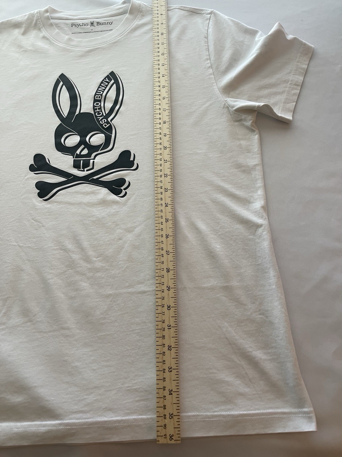 Psycho Bunny Men's Graphic Logo Skull T-Shirt Crew Neck Cotton Knit White 7 gallery