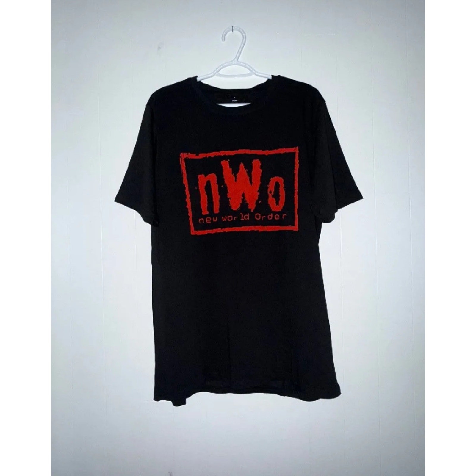 WWE WCW nWo New World Order Wrestling T-Shirt Black Red Logo Size XL gallery