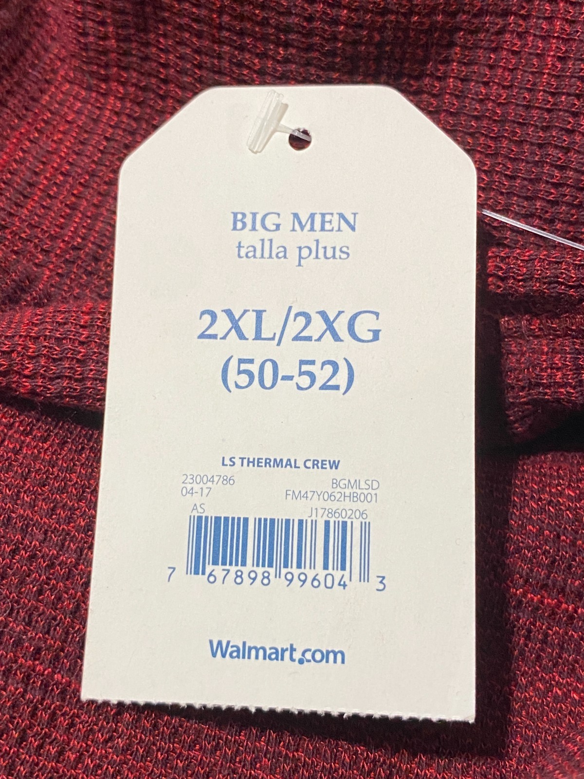 Vintage NWT Faded Glory Mens Thermal Shirt Crew Neck 2XL 50 - 52 Cotton Blend gallery