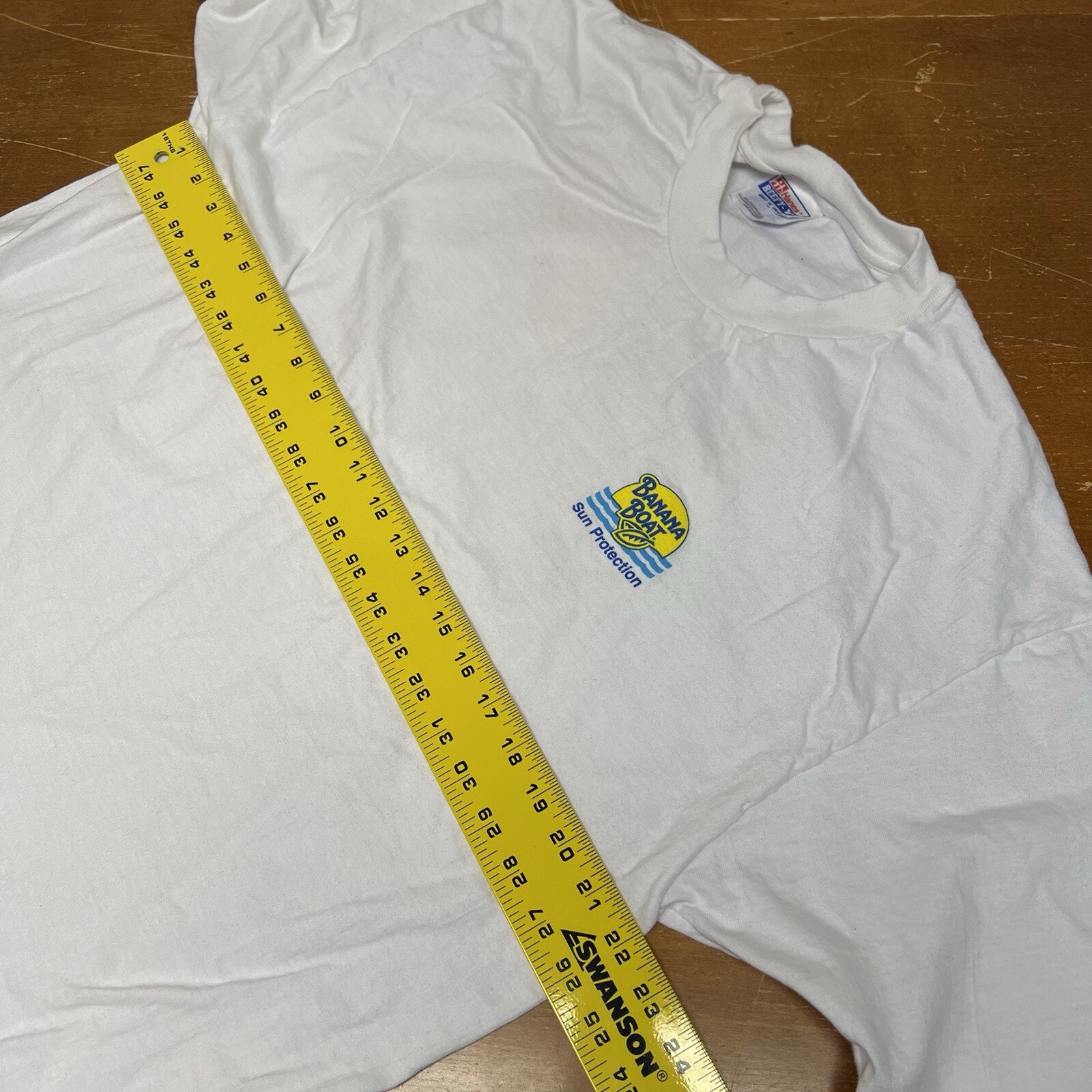 Vintage Hanes Shirt Mens Extra Large White Short Sleeve Banana Boat Sun Screen gallery