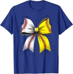 Baseball Softball Bow, Coquette Baseball mom Mama Mother Day T-Shirt