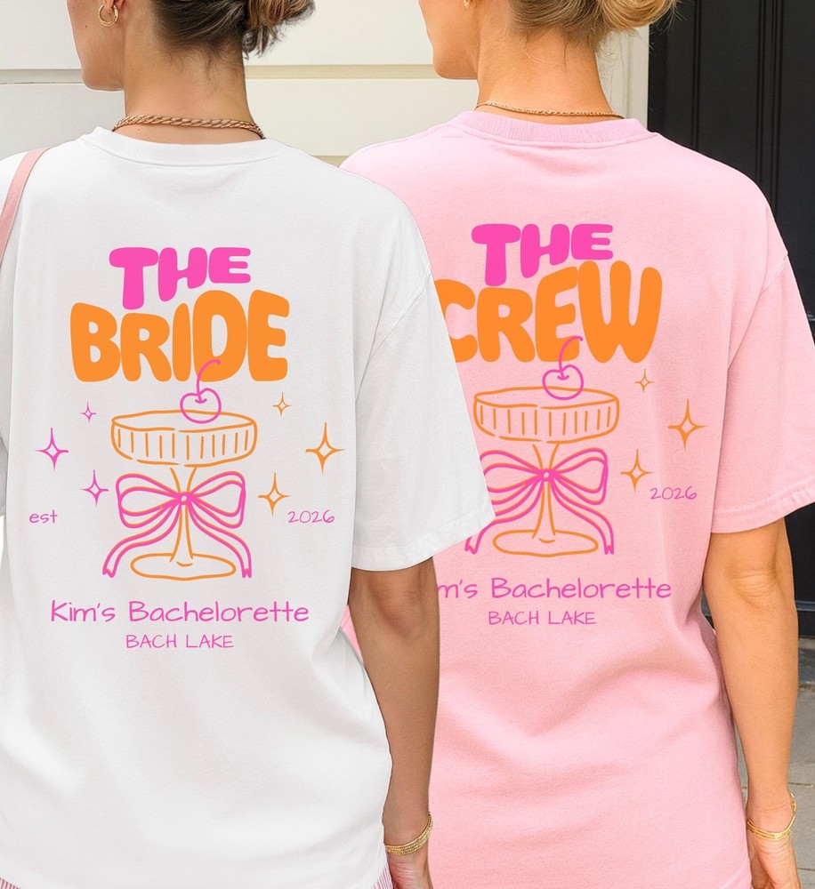 Custom Coquette Hen Party Bachelorette Shirt Cherry Cocktail Pocket T-Shirt