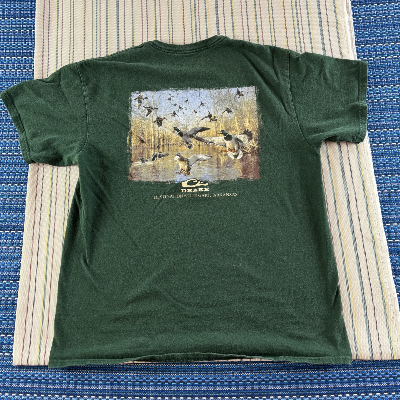 Drake Shirt Mens Large Green Destination Stuttgart Arkansas Ducks Hunting Cotton gallery