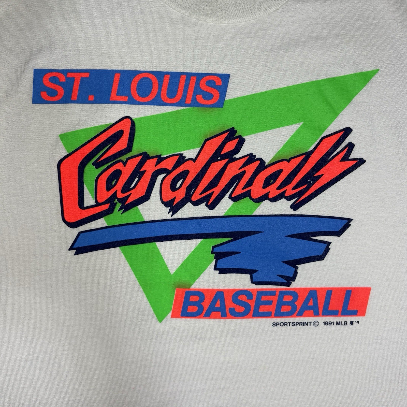Vtg 1991 St Louis Cardinals Neon T Shirt L Single Stitch 90s Sportsprint MLB gallery