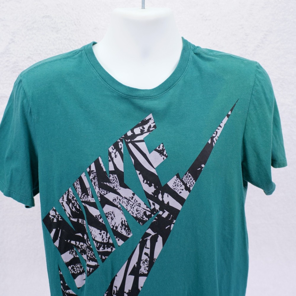 DAMAGED Nike Athletic Cut -Medium- Green Giant Swoosh Crew Neck T-Shirt