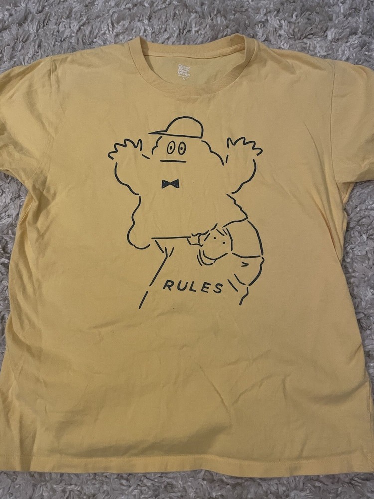 Japanese Design Tshirts Store Graniph RULES Yellow Shirt Size Japan Medium