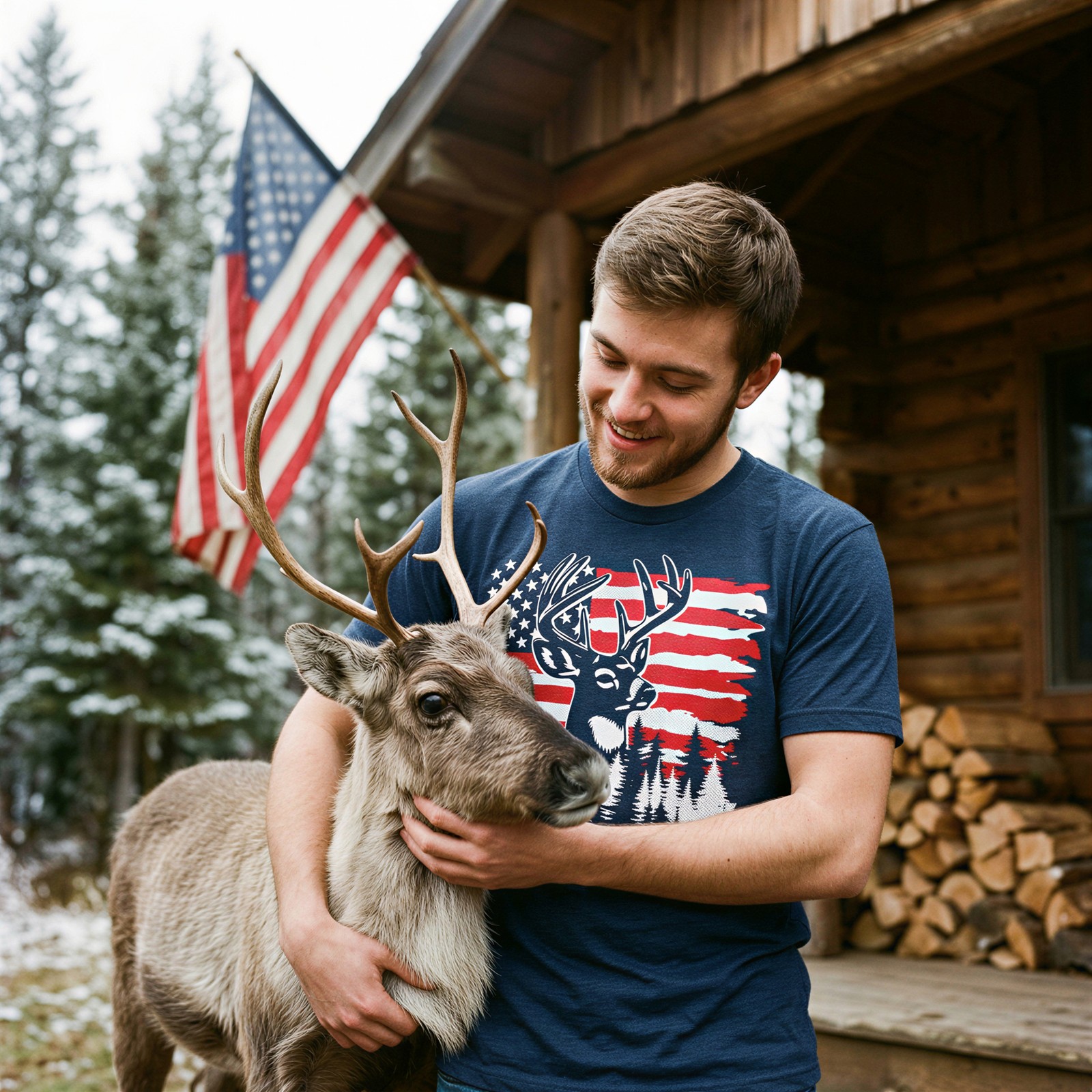 Mens Funny T Shirts USA Buck Sarcastic Fourth Of July Deer Graphic Novelty Tee gallery