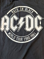 AC/DC Shirt Mens Small Black Back In Black World Tour 1980-1981 Graphic Tee NWOT
